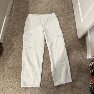 Aritzia Mega Fit Sweatfleece Gray Cargo Sweatpants TALL